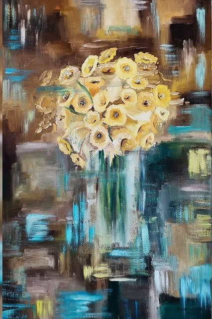 Daffodils — Oil on canvas by Adriana Ionela Mihai