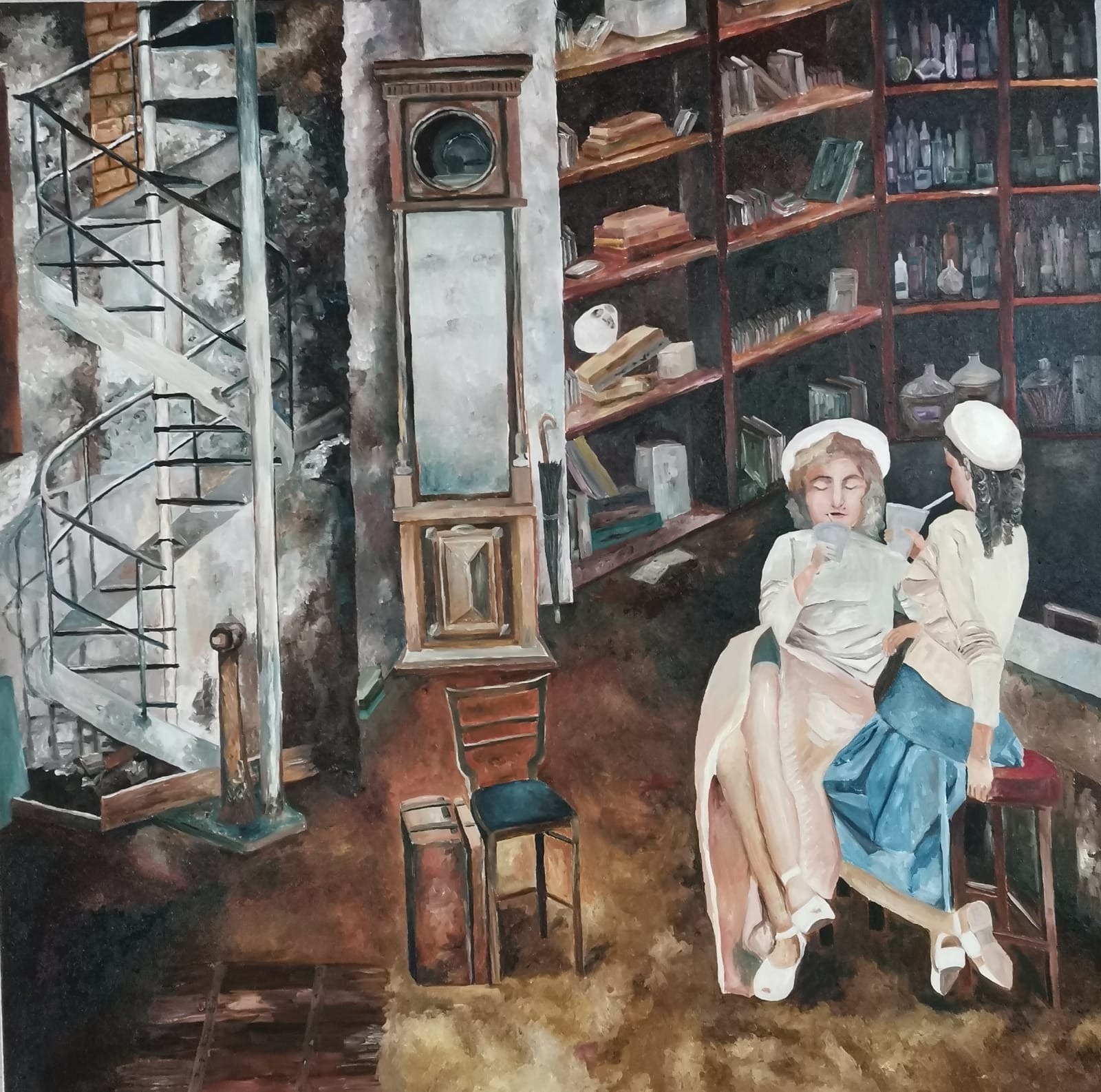 Evening Whispers — Oil on treated cotton canvas, cherry wood frame by Adriana Ionela Mihai