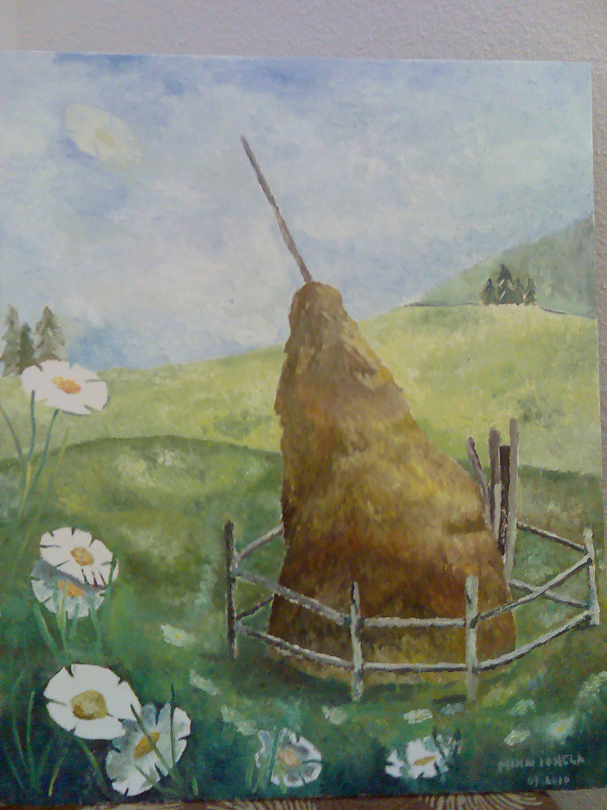 Head with Hay — Oil on canvas by Adriana Ionela Mihai