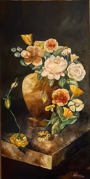 The First Flowers — Oil on canvas, varnished by Adriana Ionela Mihai