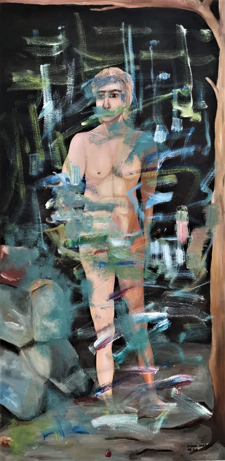 Adam — The Guardian of Eden — Oil on canvas by Adriana Ionela Mihai