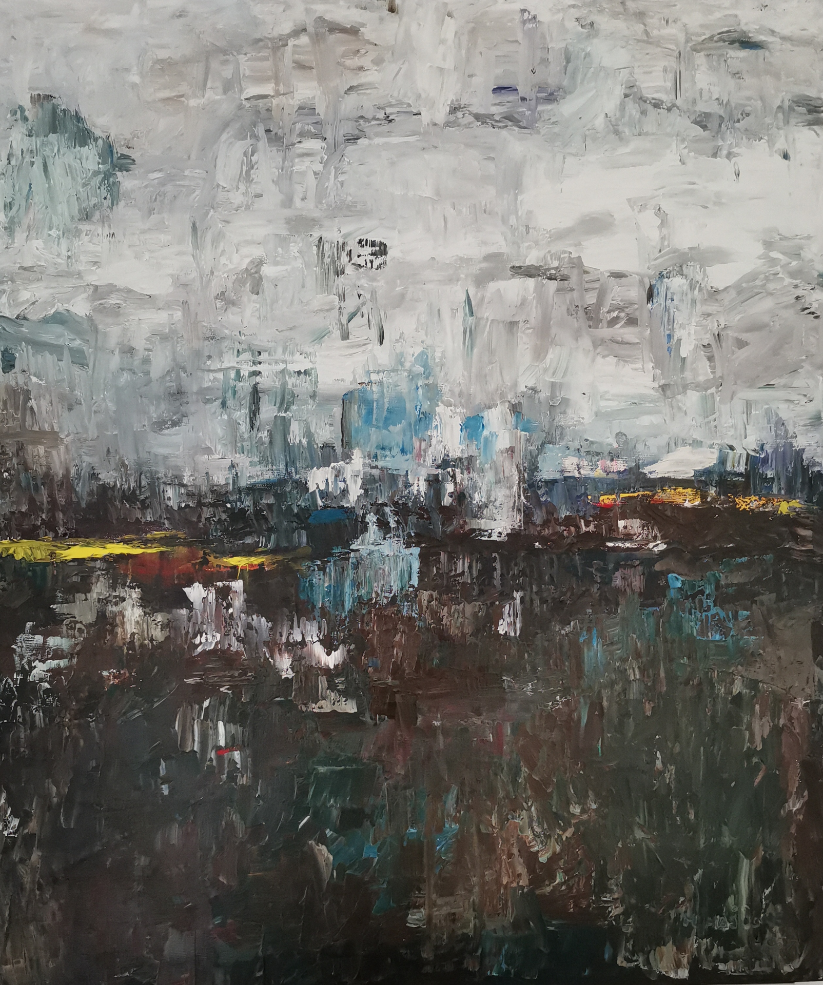 Two Parallel Worlds — Oil on canvas, applied with fingers by Adriana Ionela Mihai