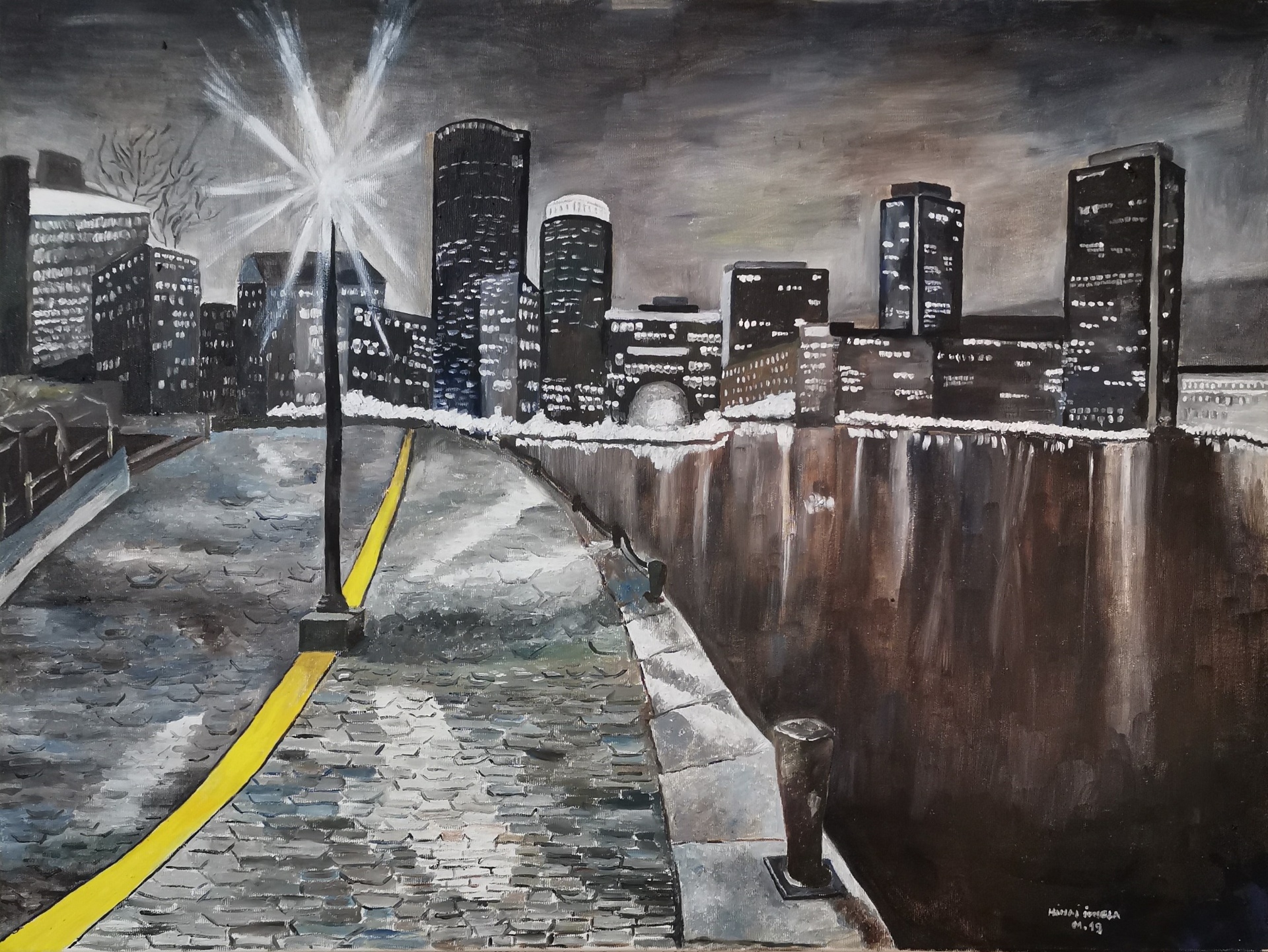 The Black City — Oil on canvas by Adriana Ionela Mihai